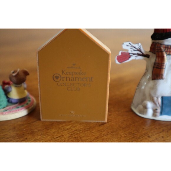 Vtg Lot Of 4 Hallmark Christmas Ornament Tin Snowman Critters Animal Forest Hedg - Picture 10 of 16